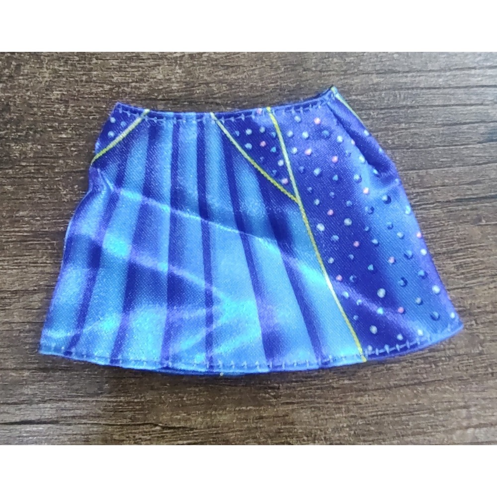 BARBIE SKIRT BLUE FAUX PRINTED PLEATING SEQUIN DESIGN FASHION STYLE DOLL CLOTHES